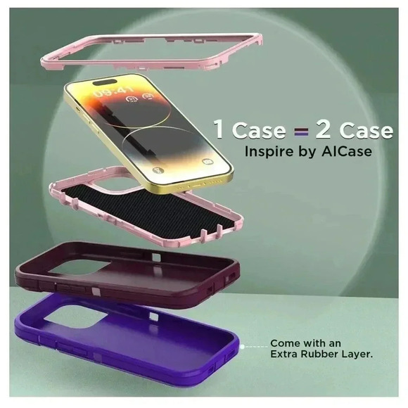 Hybrid Case For Apple iPhone 14 Pro Max 2 In 1 Shockproof Heavy Duty Guard Cover - Picture 6 of 11